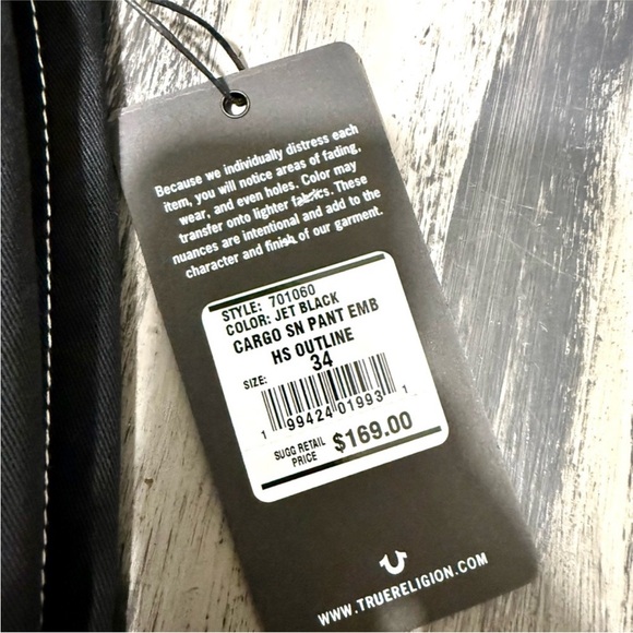 True Religion Baggy Black Cargo Pants NWT Retail Price $169!! - Picture 3 of 10